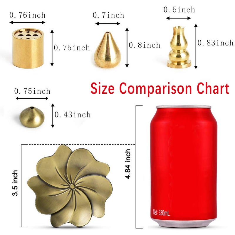 HOKPA Sakura Flower Incense Holder, 5PCS Bronze Incense Burner Holder with Silk Pouch, Two Styles Drop-Shape, Cylinder Multihole and Gourd-Shape Ash Catcher Yoga Room Bedroom Home Fragrance - Image 2